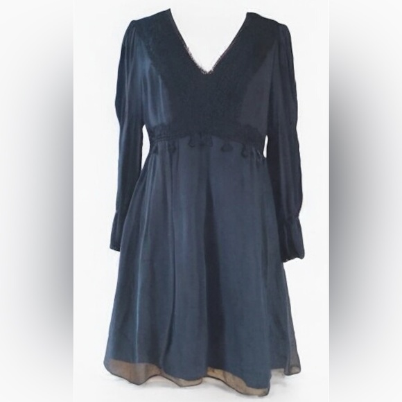 Nanette Lepore Silk Dress in Navy and Black Size 6 - Picture 1 of 5